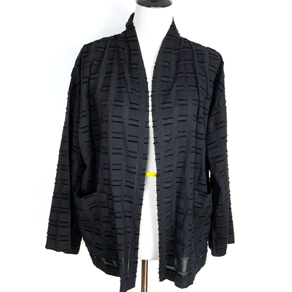 New Eileen Fisher Textured Organic Cotton Soffo Black Jacket Sz 1X - Picture 9 of 16
